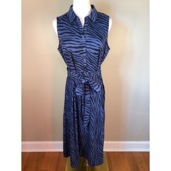 Boden Dresses & Skirts - Boden Sleeveless Zebra Print Blue & Black Shirt Dress Size 8 Petite